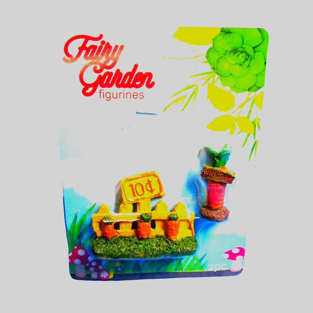 Fairy Garden Miniatures Carrot Patch with Fence Resin Figurines for DIY Displays